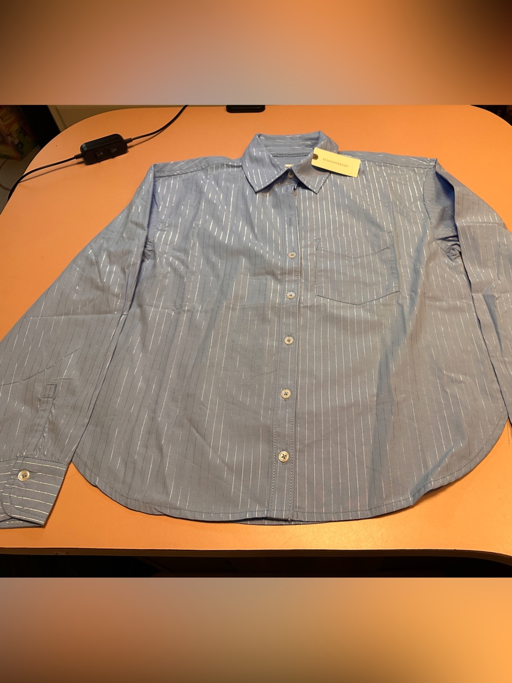 NWT Maeve Shrunken Bennett Blue Pinstripe Button-Down Shirt